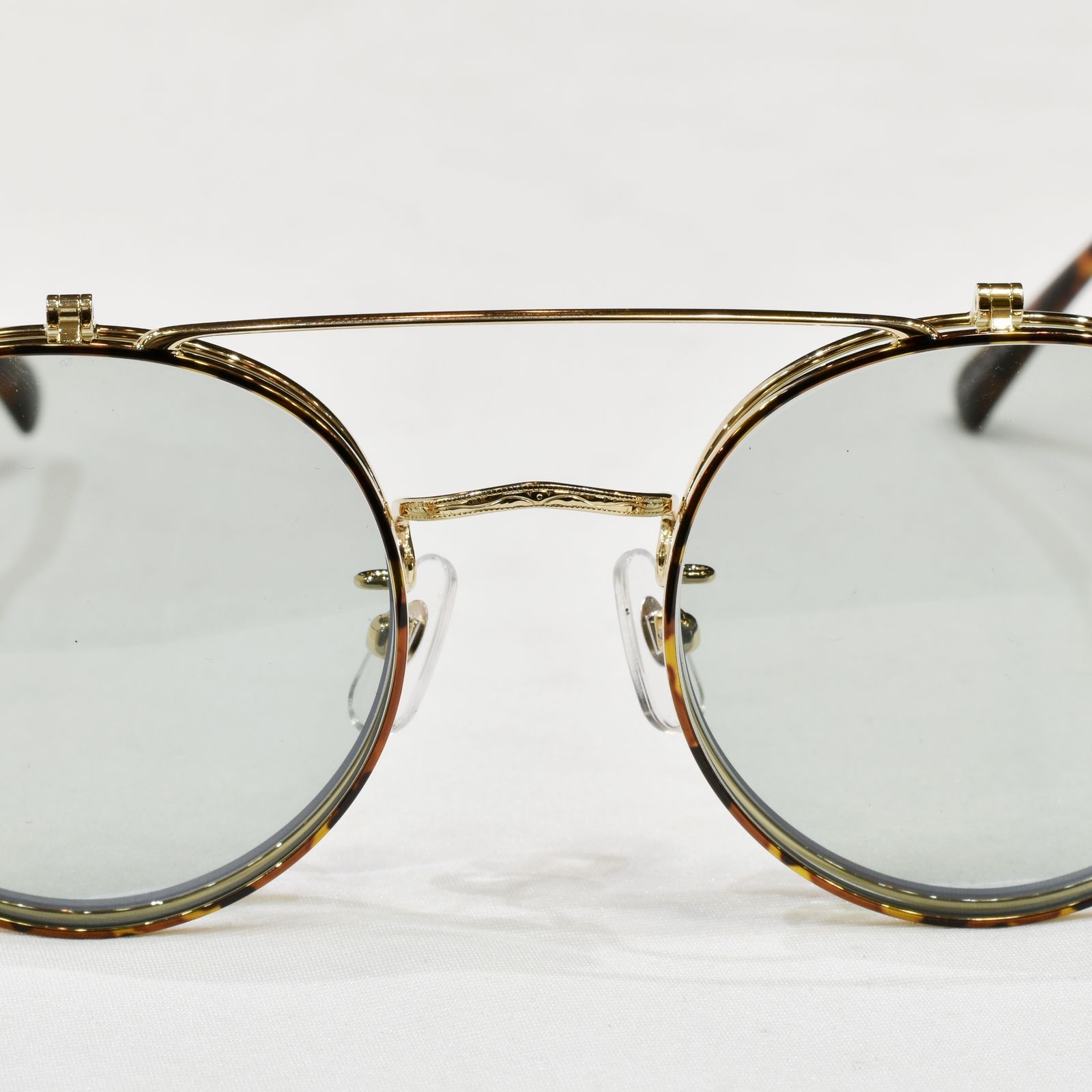 FLIP UP TYPE CIRCLE METAL GLASSES (GOLD.GREEN) / フリップアップタイプ サークルメタル グラシズ