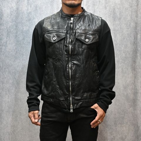 フレンチショルダー 製品染め クラブベスト （BLACK）｜1842-13