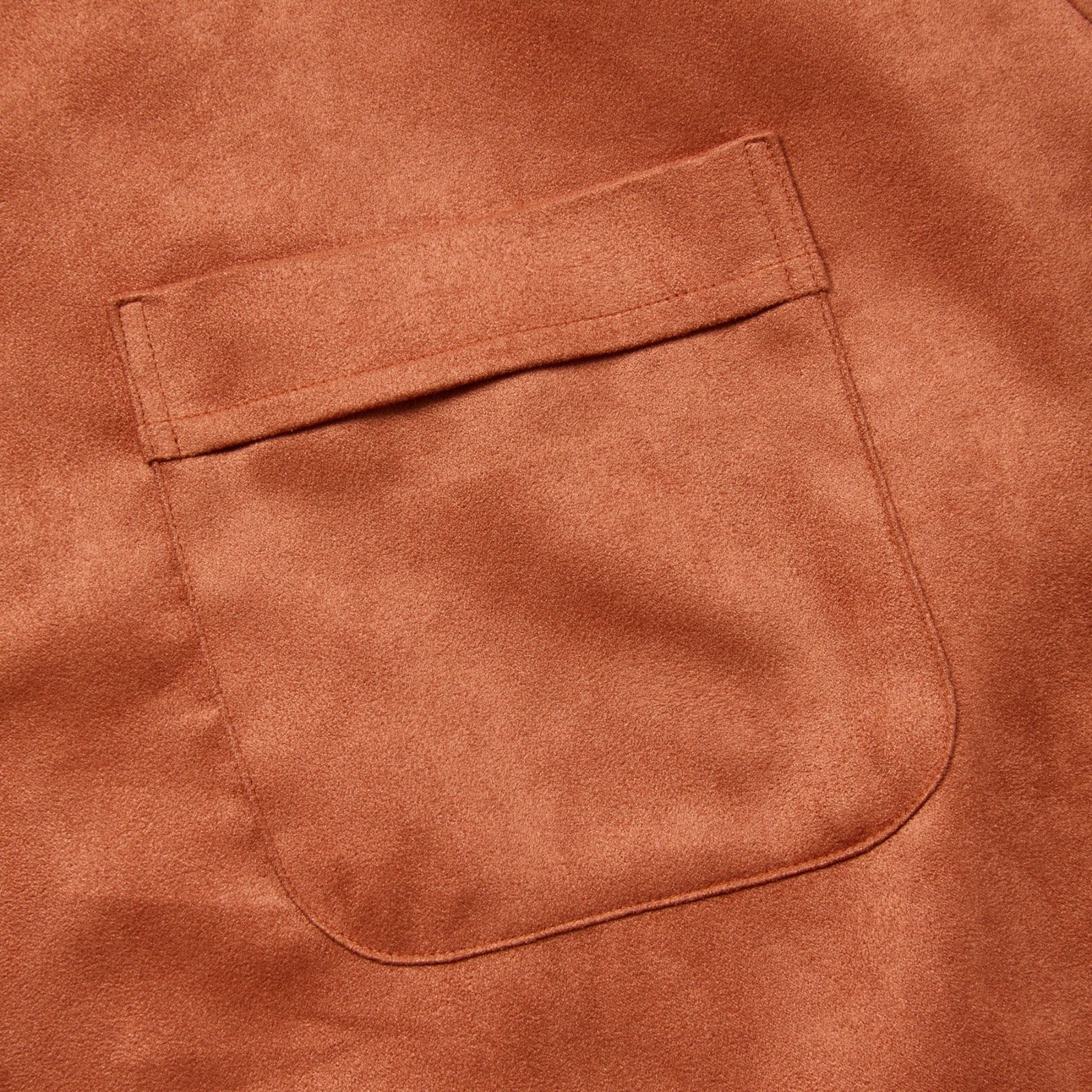 FAUX SUEDE SH (ORANGE)｜フェイクスエード オープンカラー 長袖シャツ｜CL-25AW007