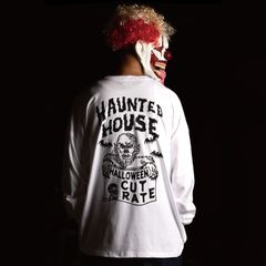 HORROR NIGHT DROP SHOULDER L/S TEE <WOLF> (WHITE) / ドロップショルダー ロンT