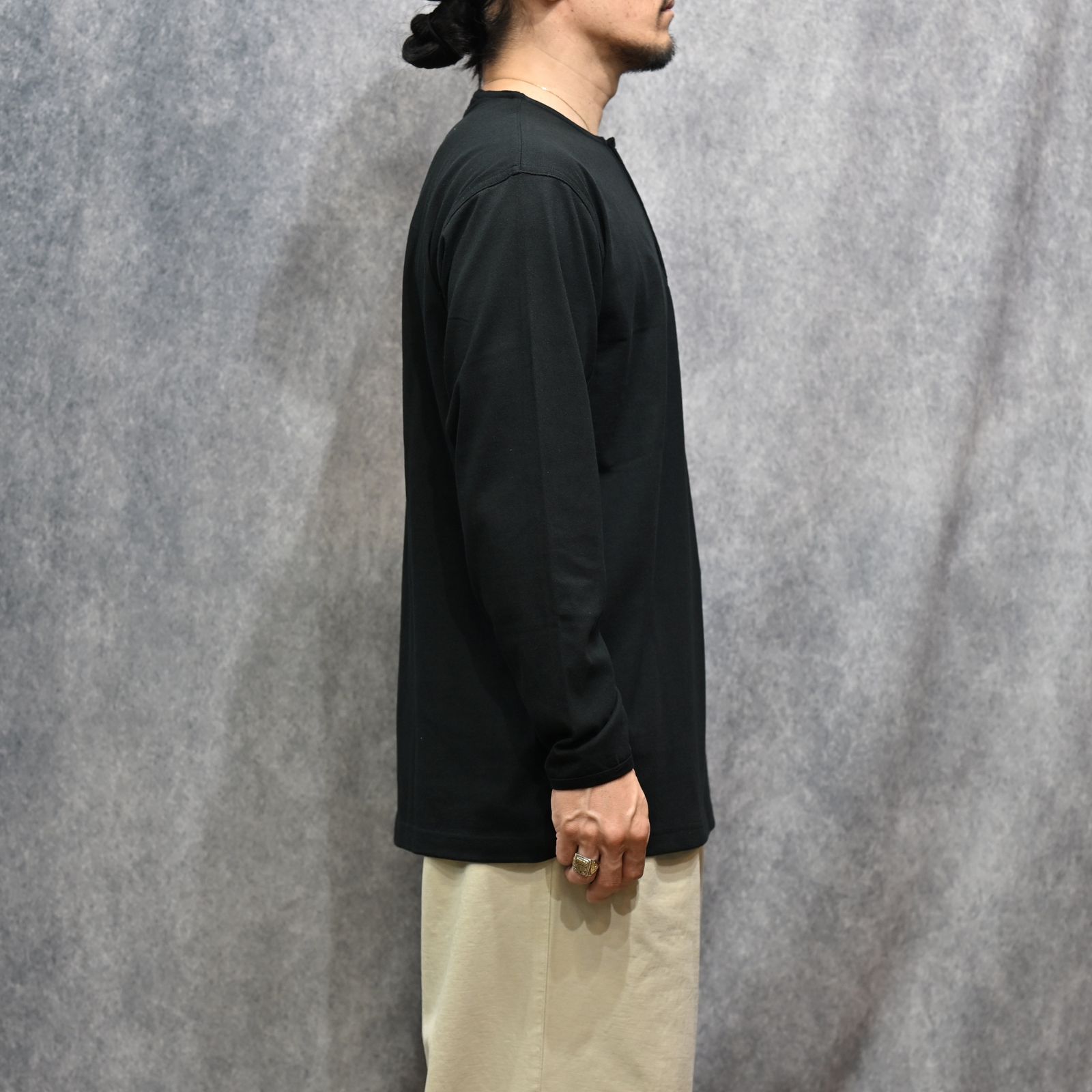 HENLEY NECK L/S TEE （BLACK）｜ ヘンリーネック ロングスリーブ （ブラック） 602-261-15