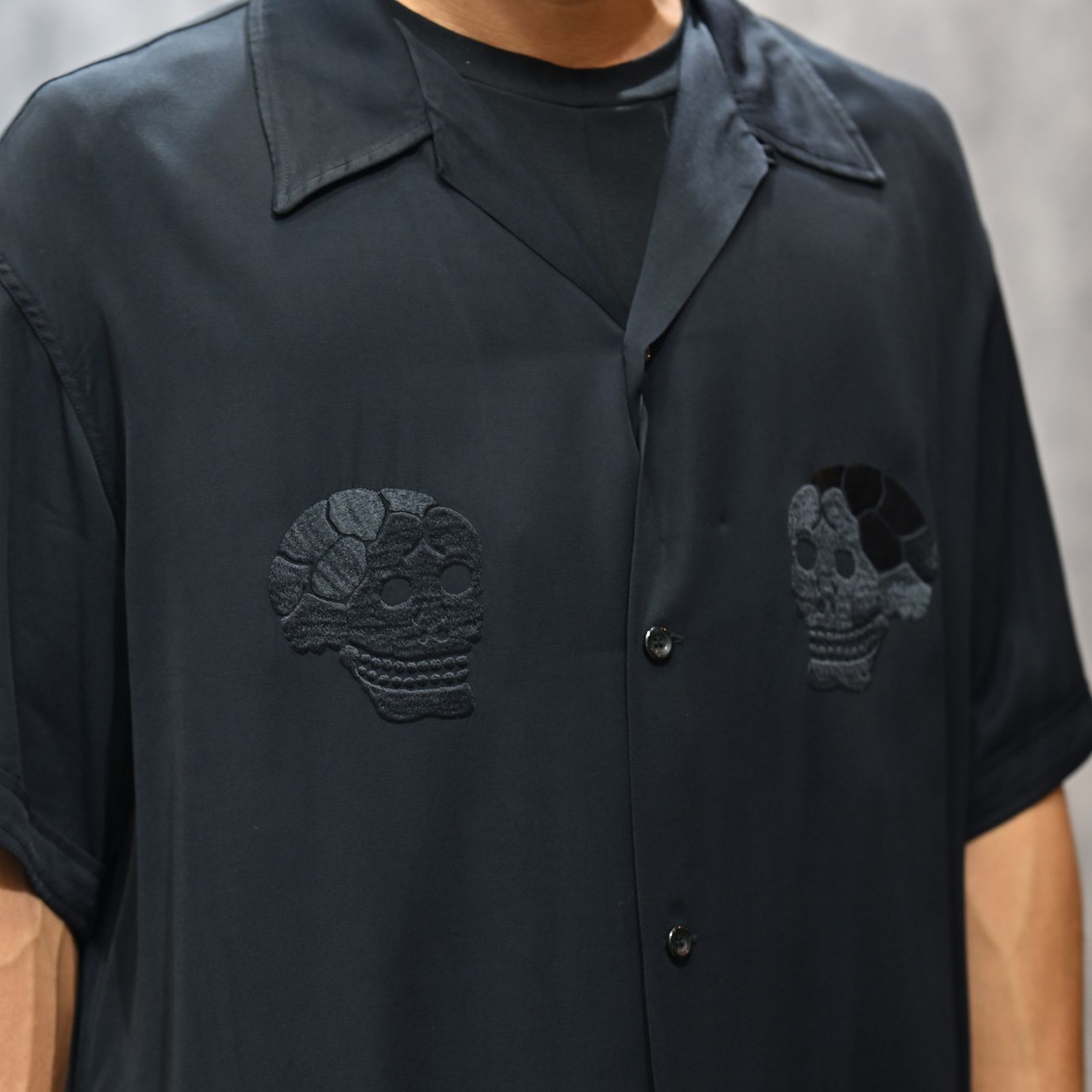 SUKASHIRT （BLACK） /  半袖シャツ スカシャツ （ブラック） YM-B55-215-1