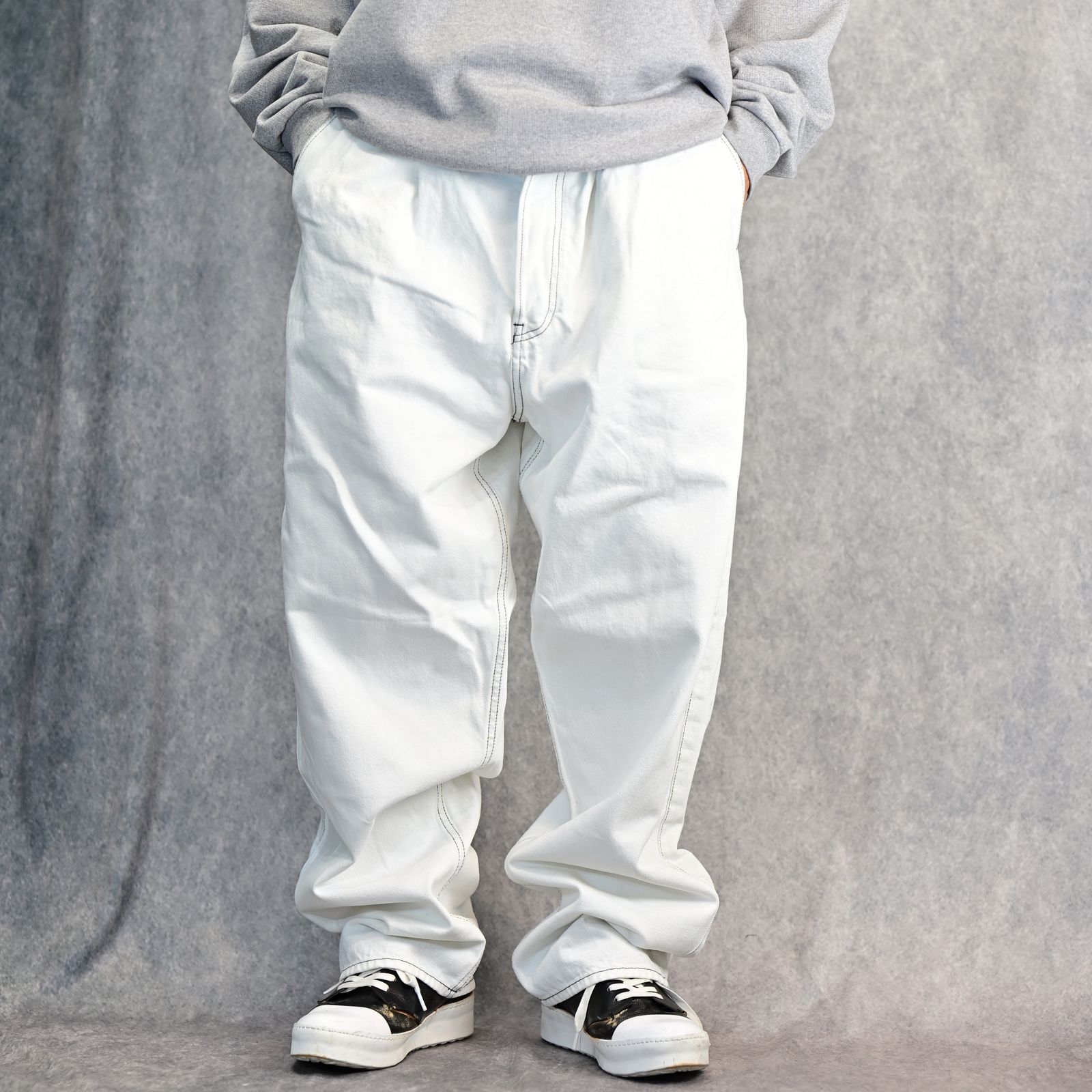 Denim Tucked Wide TRS （WHS） / ワイドデニムデニムワークパンツ （ホワイト）