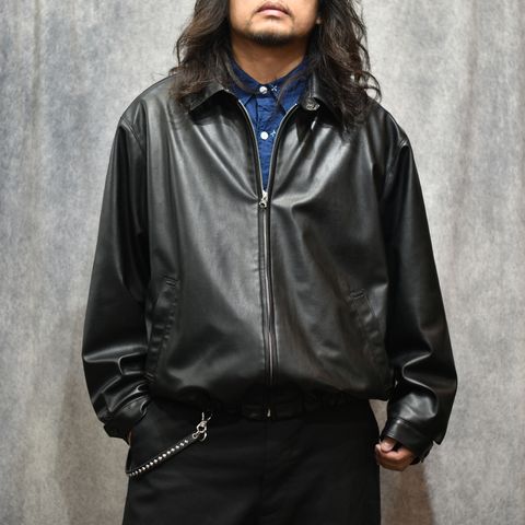 FAUX LEATHER HARRINGTON JACKET (BLACK)｜フェイクレザー ハリントン ジャケット｜CL-26AWJKT005