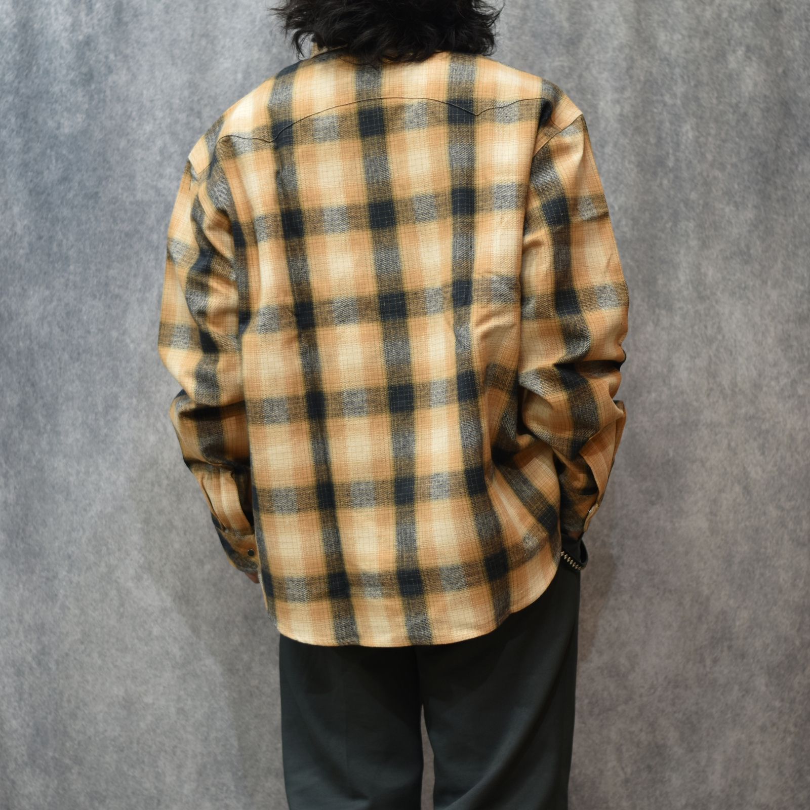OMBRE CHECK WESTERN L/S SH (ORANGE)｜オンブレーチェックウエスタン 長袖シャツ｜CL-25AW031