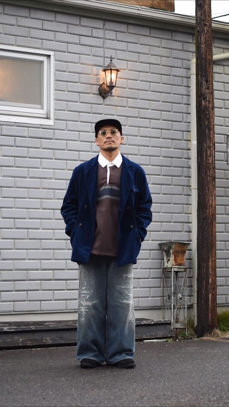 Porter Classic - CORDUROY DOUBLE TAILORED JACKET (BLUE 