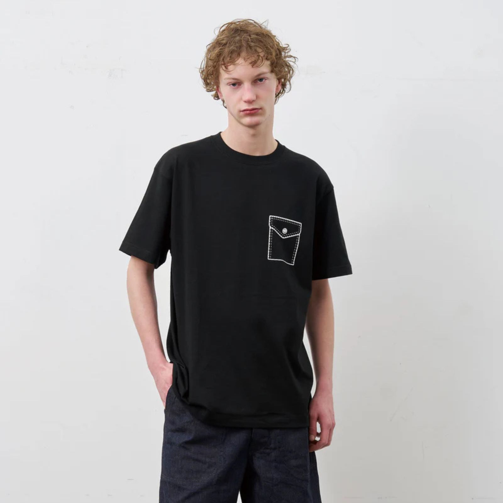 Y1935 FAKE POCKET TEE （BLACK）｜ フェイクポケット プリント Tシャツ （ブラック） 602-261-16