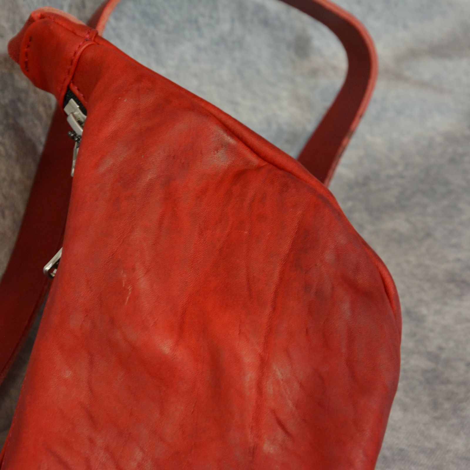 イタリアンダブルショルダー ヴィンテージ製品洗い ショルダーバッグ （RED） 258-01