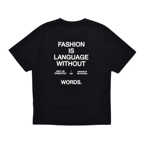 FASHION IS LANGUAGE TEE （BLK） プリント Tシャツ （ブラック）｜MDFBF08401