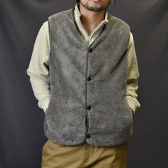 NYLON RIP FLEECE WAIST COAT (ASH BROWN) / ナイロン リップ フリース ウェストコート