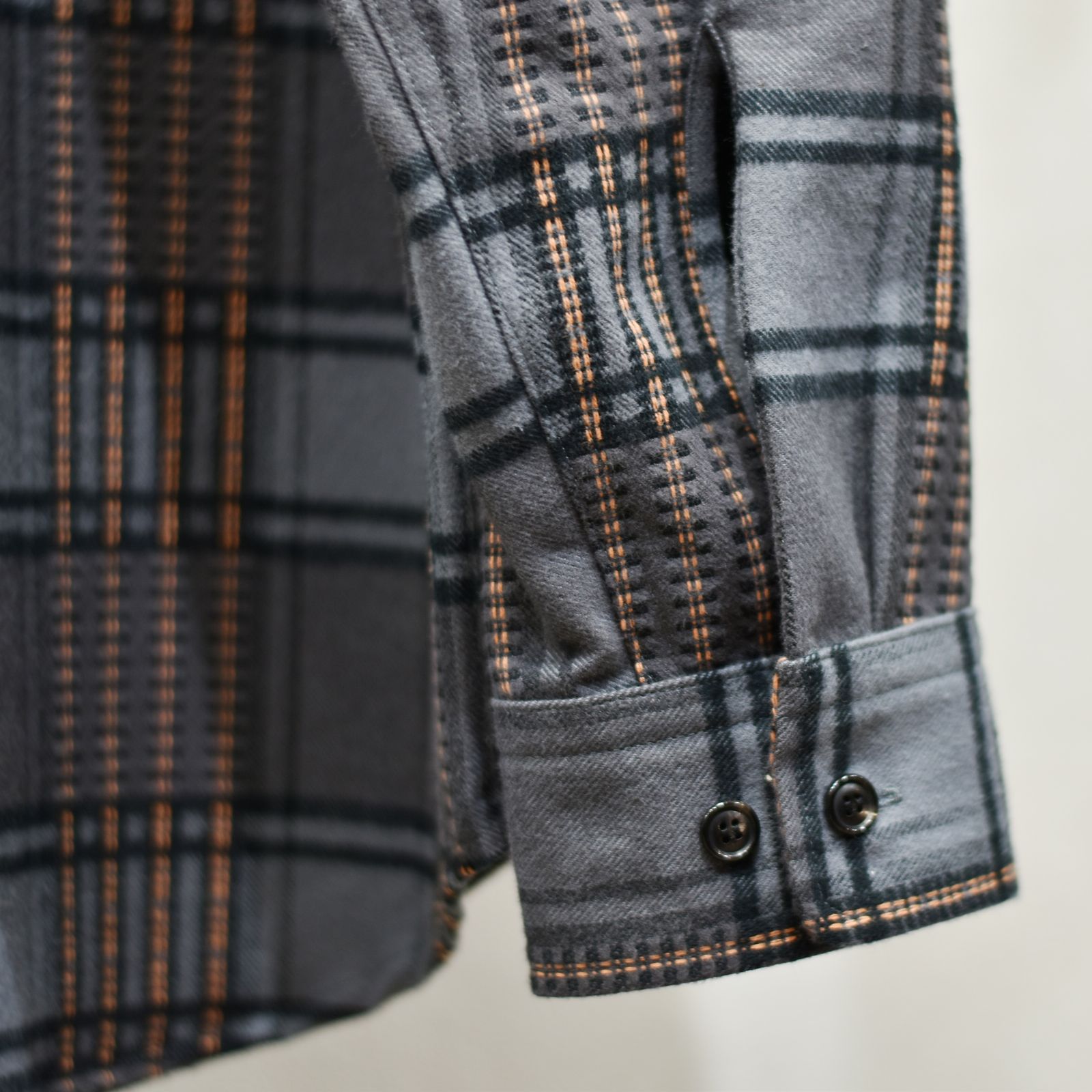 CALEE - Dobby check pattern L/S shirt (Gray) / ドビーチェック ...