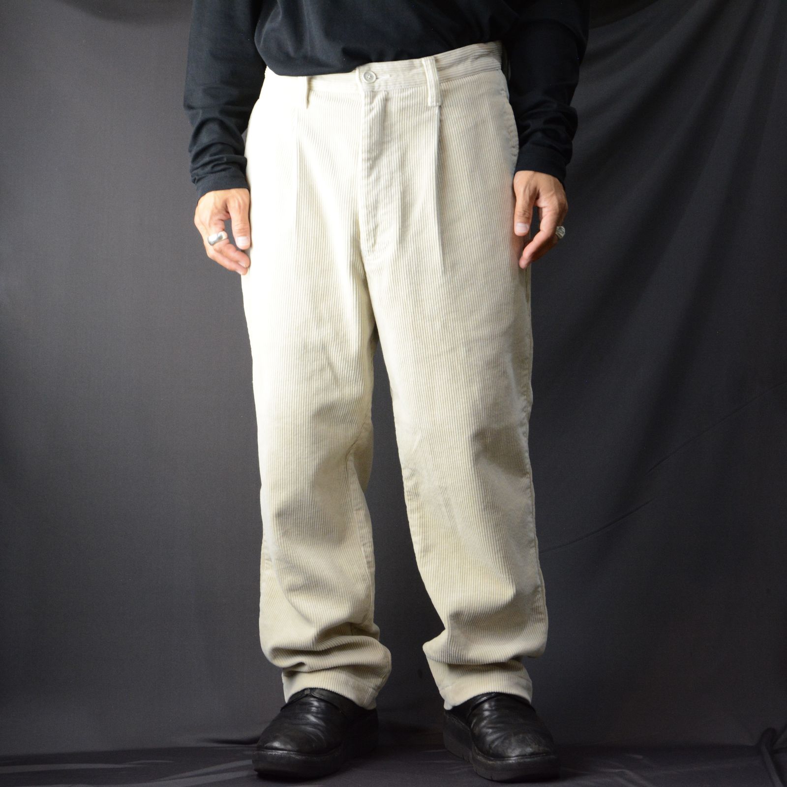 Porter Classic - CORDUROY STRAIGHT PANTS (OFF WHITE) コーデュロイ 