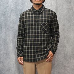 ウールガーゼ オンブレーチェック 縮絨シャツ （BLACK）｜2182-01