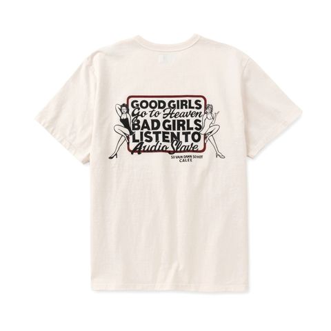 GARMENT DYE GIRLS LOGO POCKET TEE ＜NATURALLY PAINT DESIGN＞ (WHITE)｜ガール ロゴプリント ポケットTシャツ｜CL-26SS004NT