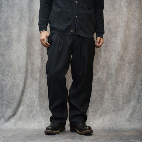 ST-P TUCK SLACKS (BLACK)｜スタプレ タック スラックス｜CL-26SS008