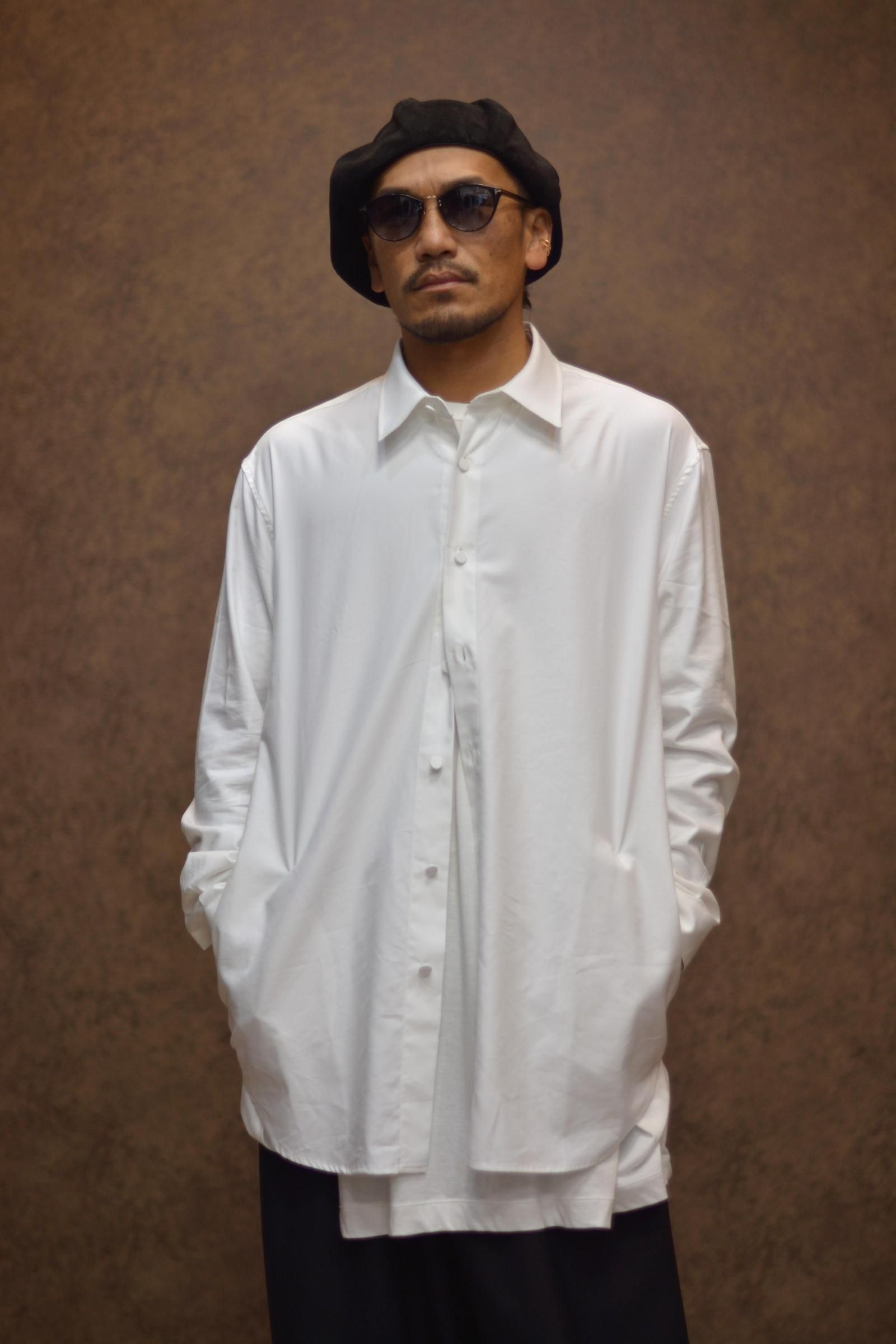 コットンレーヨン オーバー ロングシャツ