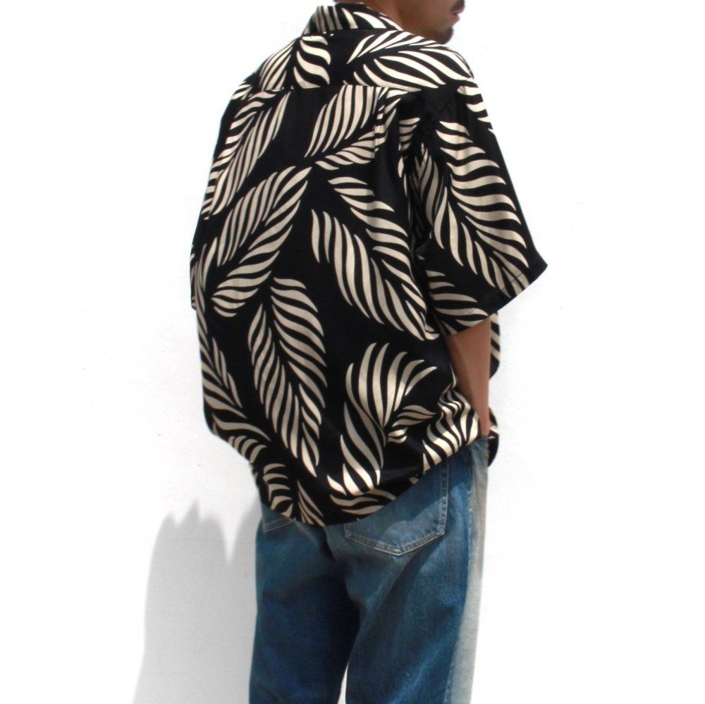 × WACKO MARIA Leaf Motif Hawaiian Shirt （BLACK×BEIGE） / ワコマリア アロハシャツ （ブラック×ベージュ） 25MND-WM001