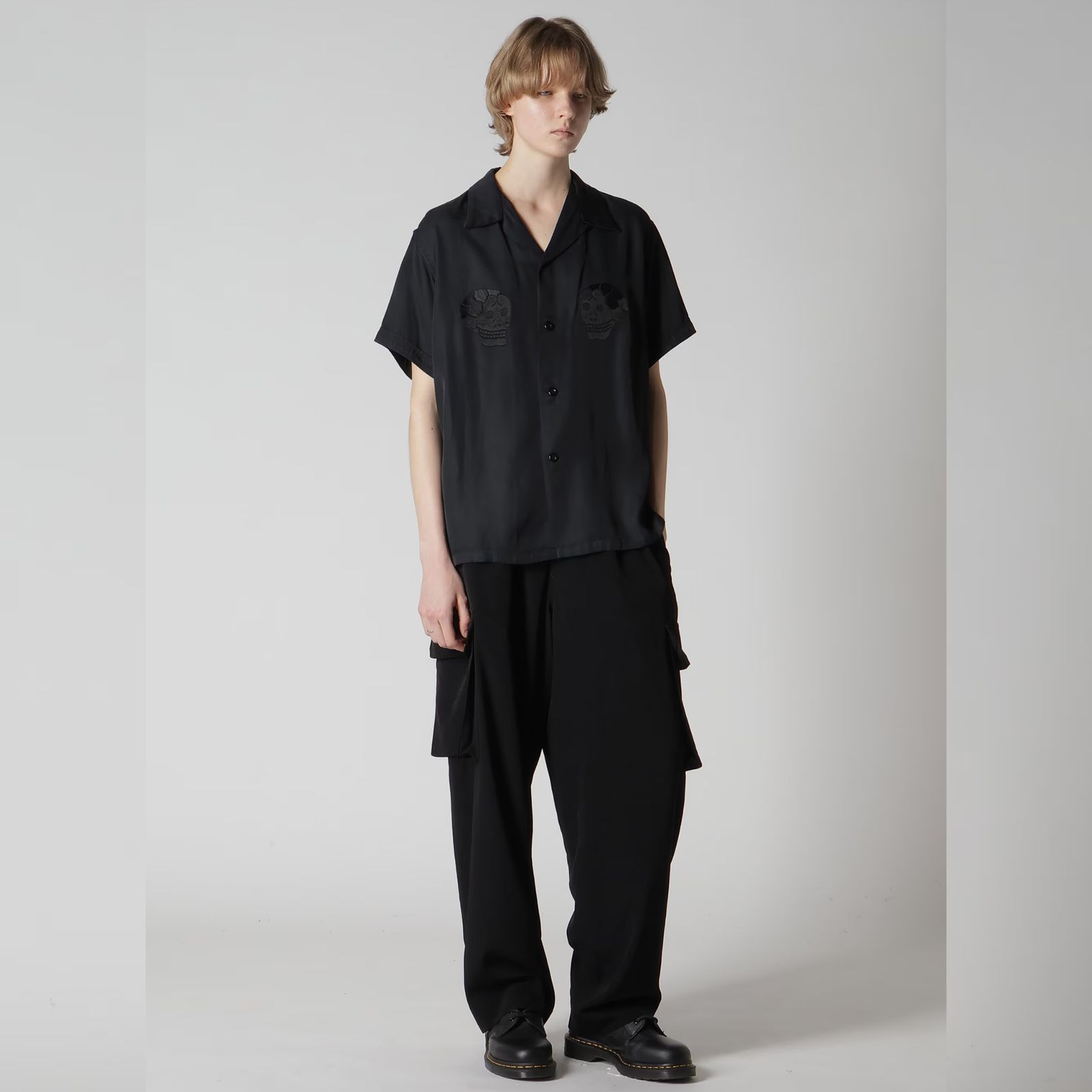 SUKASHIRT （BLACK） /  半袖シャツ スカシャツ （ブラック） YM-B55-215-1
