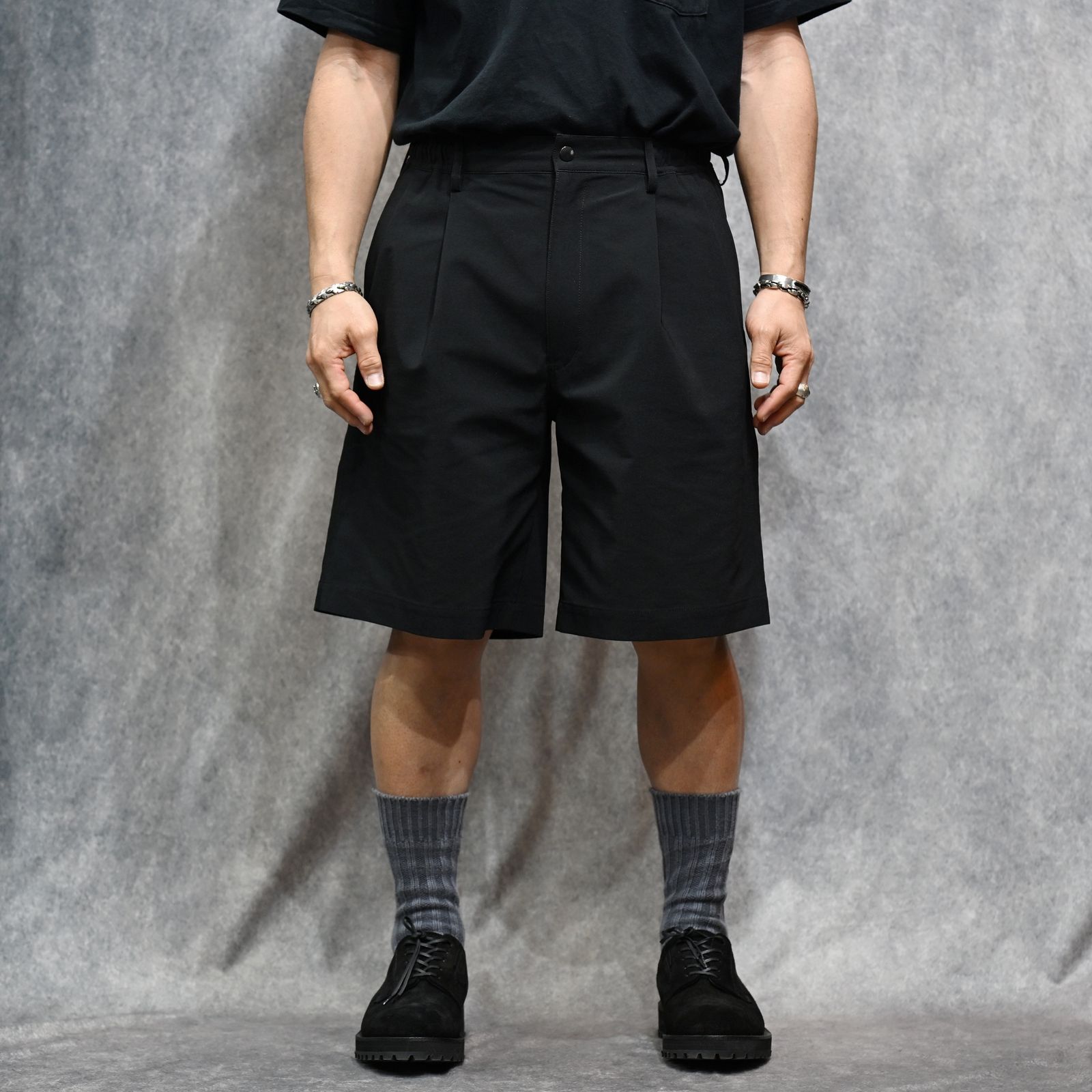 TUCK HALF PANTS （BLACK / ブラック）｜タック ハーフパンツ｜9261-CP54-002
