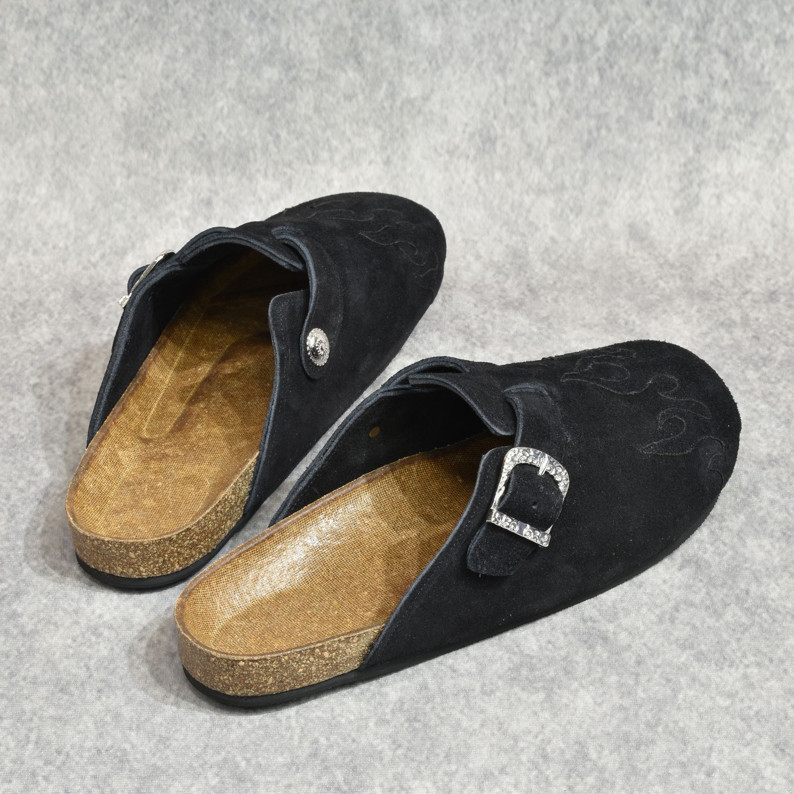 BONT プロスター　ナイロンプレート　初心者　Black Suede el conductorH - FLAME PATTERN SABO SANDALS (BK)｜フレームパターン