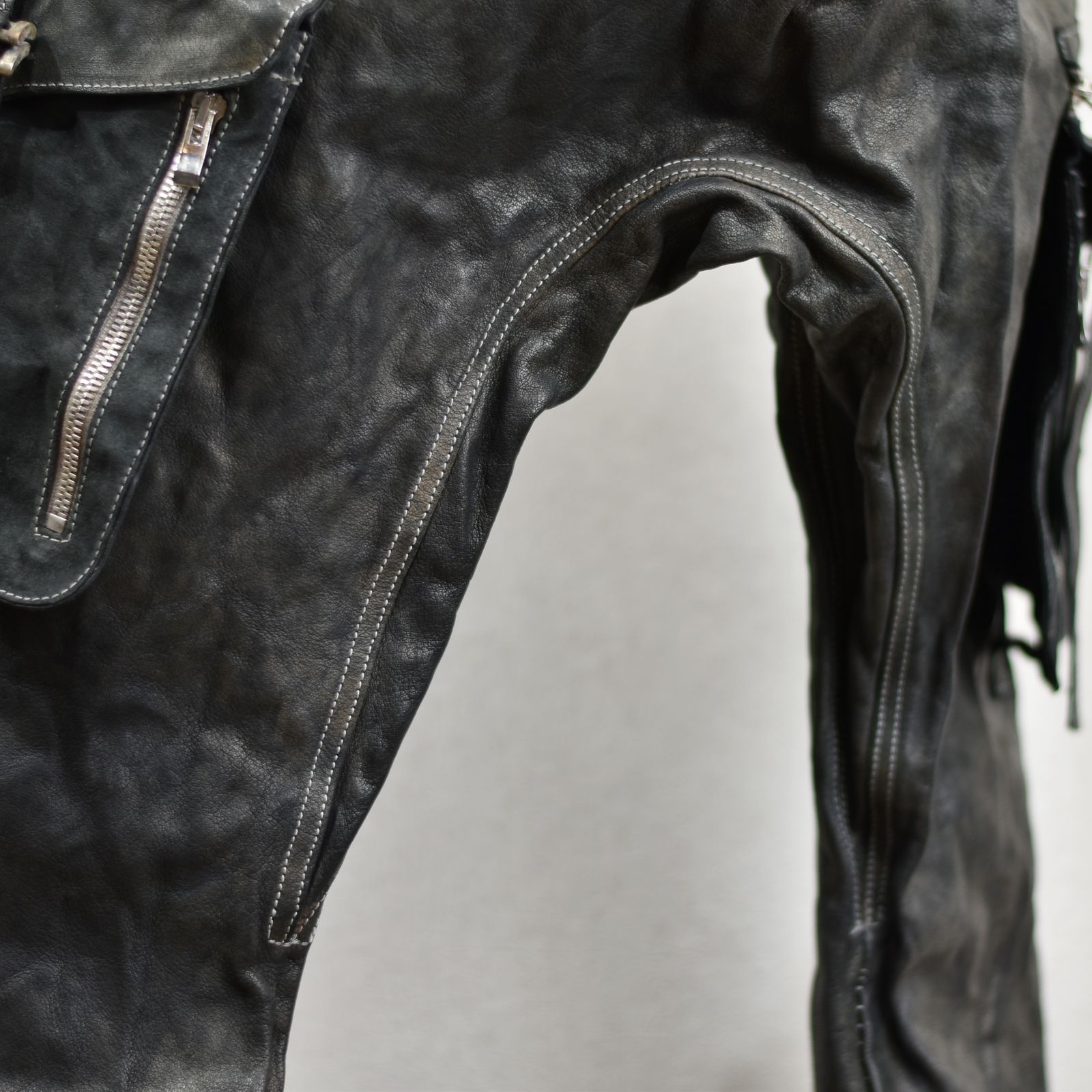 BUFFALO LEATHER PANTS ARMYHALF LINED MP-1 (91N)