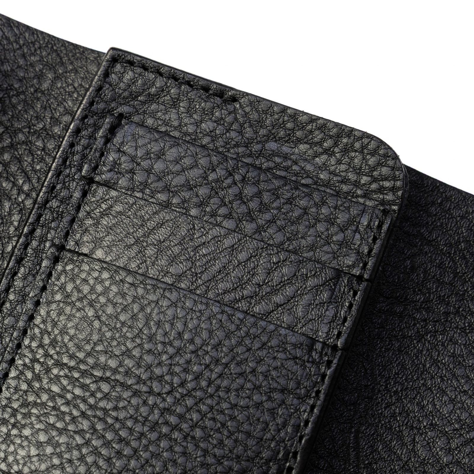 ROUND STUDS LEATHER FLAP HALF WALLET (BLACK)｜ラウンド スタッズ レザー フラップハーフウォレット 三つ折り財布｜CL-26AWLE001