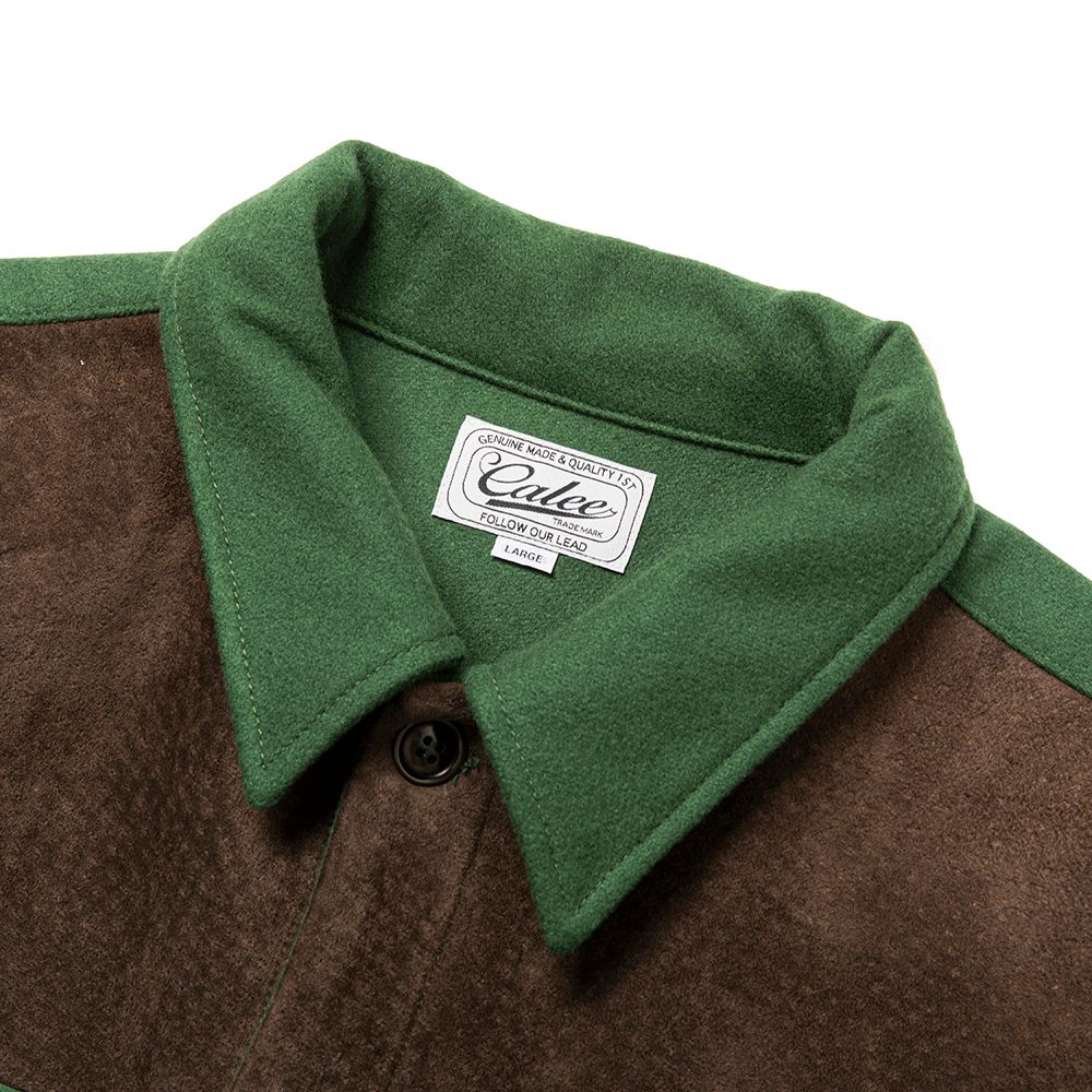 CALEE - M/S Over shilhouette shirt jacket (Green) / オーバーサイズ