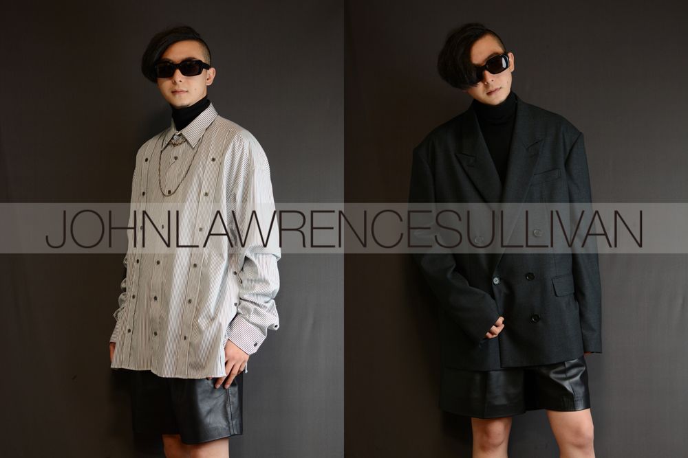 JOHNLAWRECESULLIVAN / ジョンローレンスサリバン 【Television cut glasses × Leather tuck shorts】