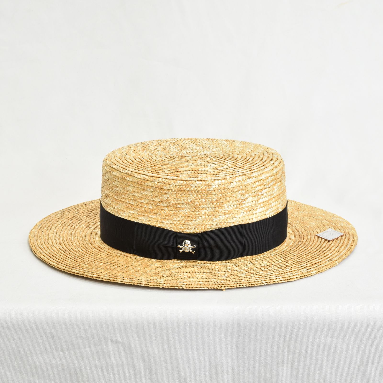 LONG BLIM SKULL STUDDED BOATER HAT (IVORY) / ロングブリム スカル スタッズ ボーターハット