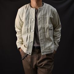 1ST TYPE NO COLLAR CORDUROY JACKET (IVORY) / ファーストタイプ ノーカラー コーデュロイ ジャケット