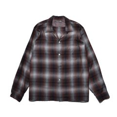 T.Rayon Ombre Open Collar Shirt （BRT / ブラウン）｜オンブレーチェックシャツ｜MDFBF09501