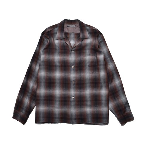 T.Rayon Ombre Open Collar Shirt （BRT / ブラウン）｜オンブレーチェックシャツ｜MDFBF09501