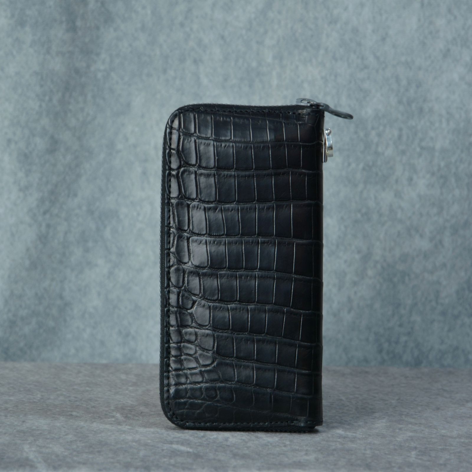オイルクロコ ラウンドジップ 財布 (BLACK /ブラック) 383-03