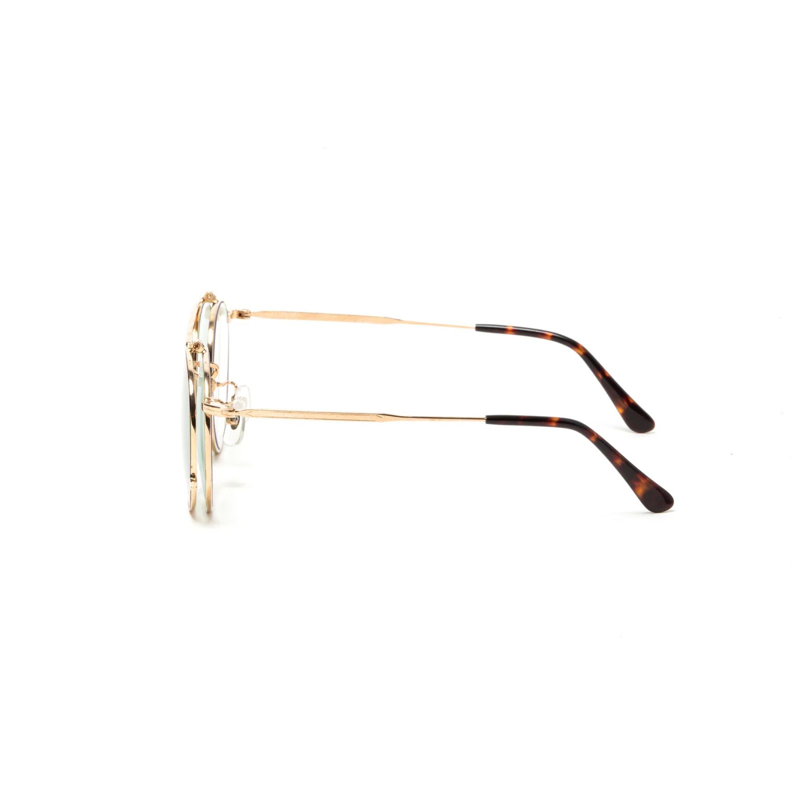 FLIP UP TYPE CIRCLE METAL GLASSES (GOLD/GREEN) / フリップアップタイプ サークルメタル サングラス