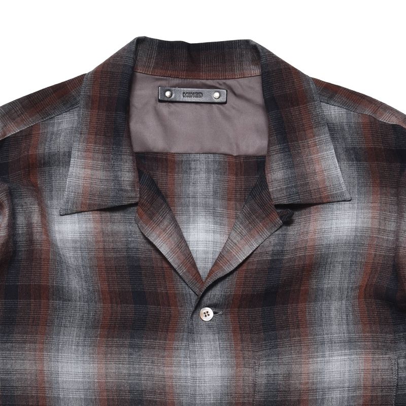 T.Rayon Ombre Open Collar Shirt （BRT / ブラウン）｜オンブレーチェックシャツ｜MDFBF09501