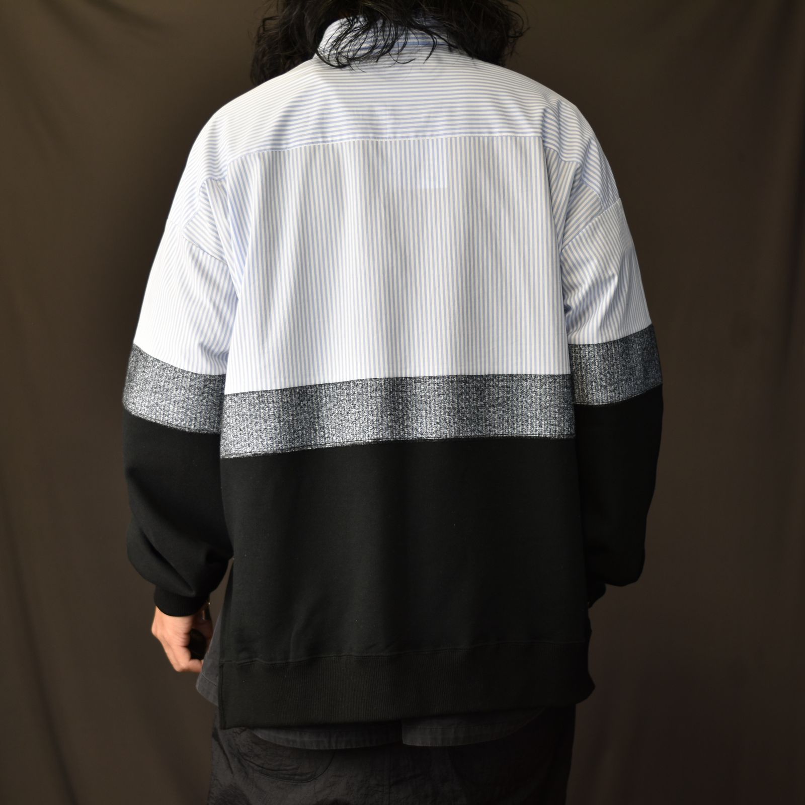 ニードルパンチ 切り替えシャツ / LB23SS-SH01-NDP (SAX STRIPE×BLACK)