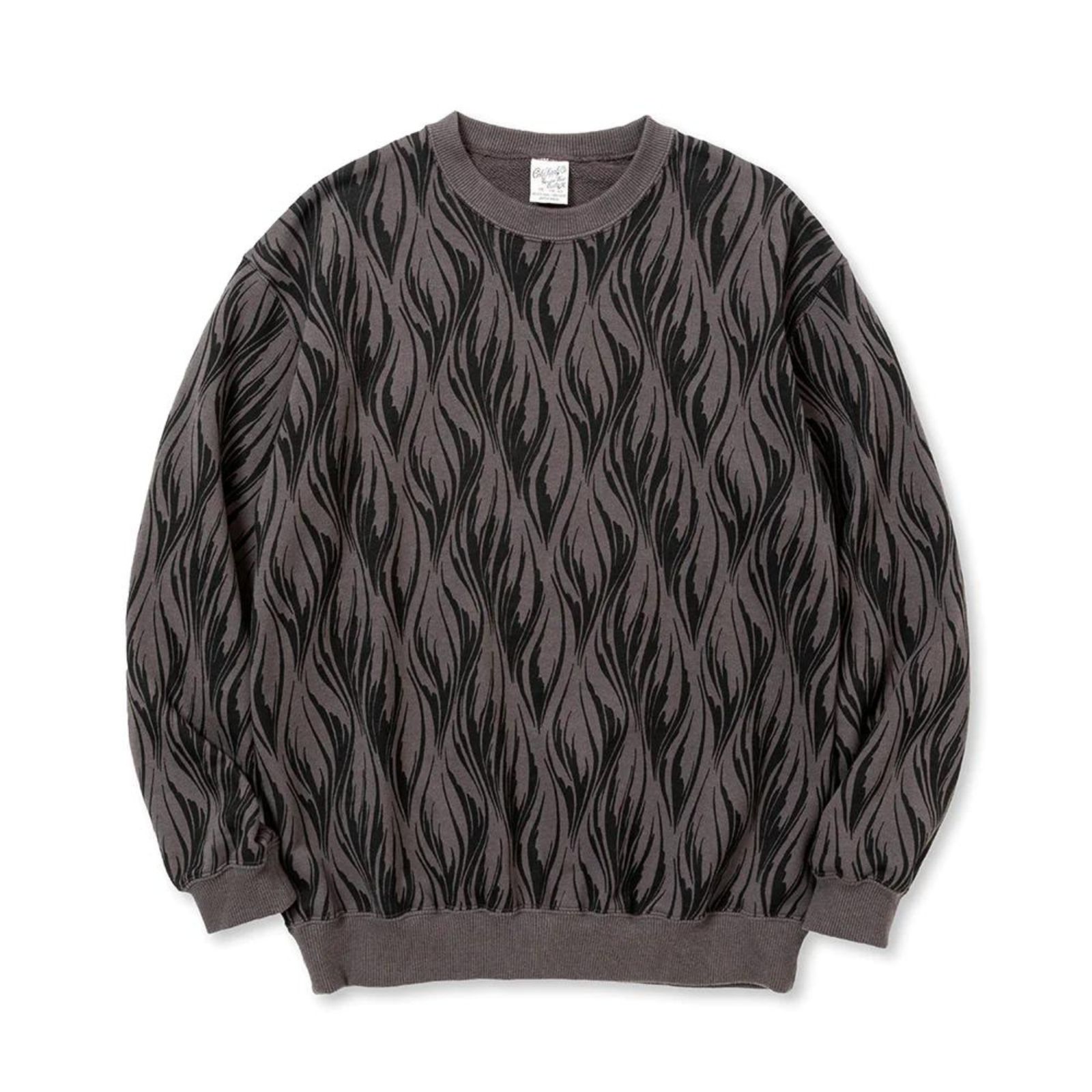 FEATER PATTERN CREW NECK SW (CHARCOAL) / フェザー柄 クルーネック スウェット トレーナー