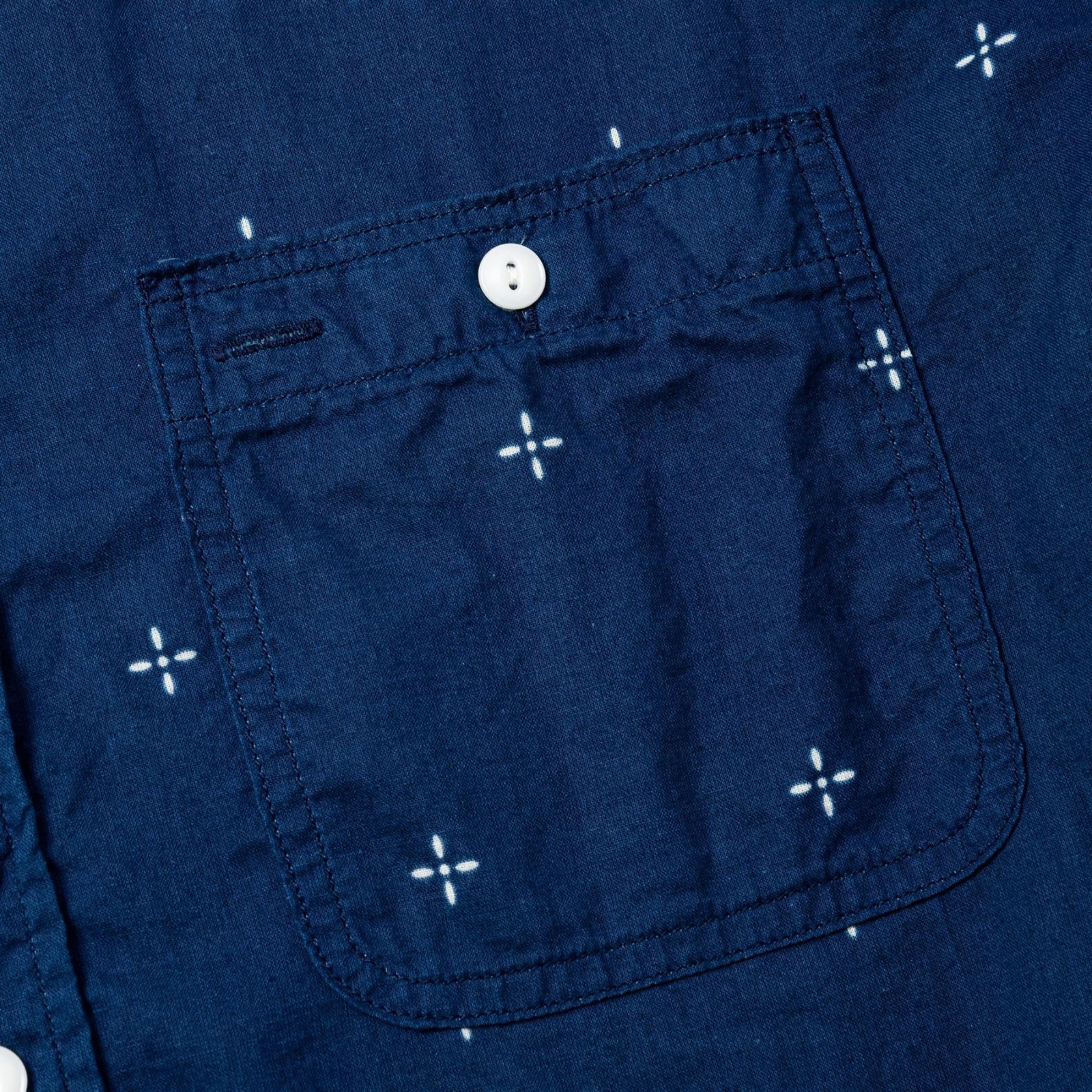 CROSS PATTERN BANDANA CLOTH SH (INDIGO BLUE)｜クロス柄 バンダナ クロス 長袖シャツ｜CL-26AWCRS002
