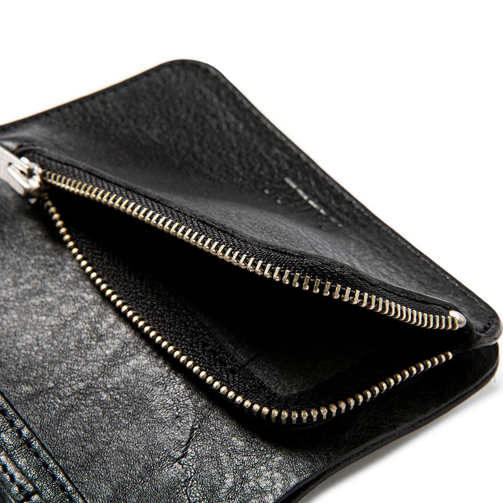 CALEE - Silver star concho strap leather wallet (Black) / シルバー スターコンチョ  ストラップ レザーウォレット 二つ折り財布 | chord online store