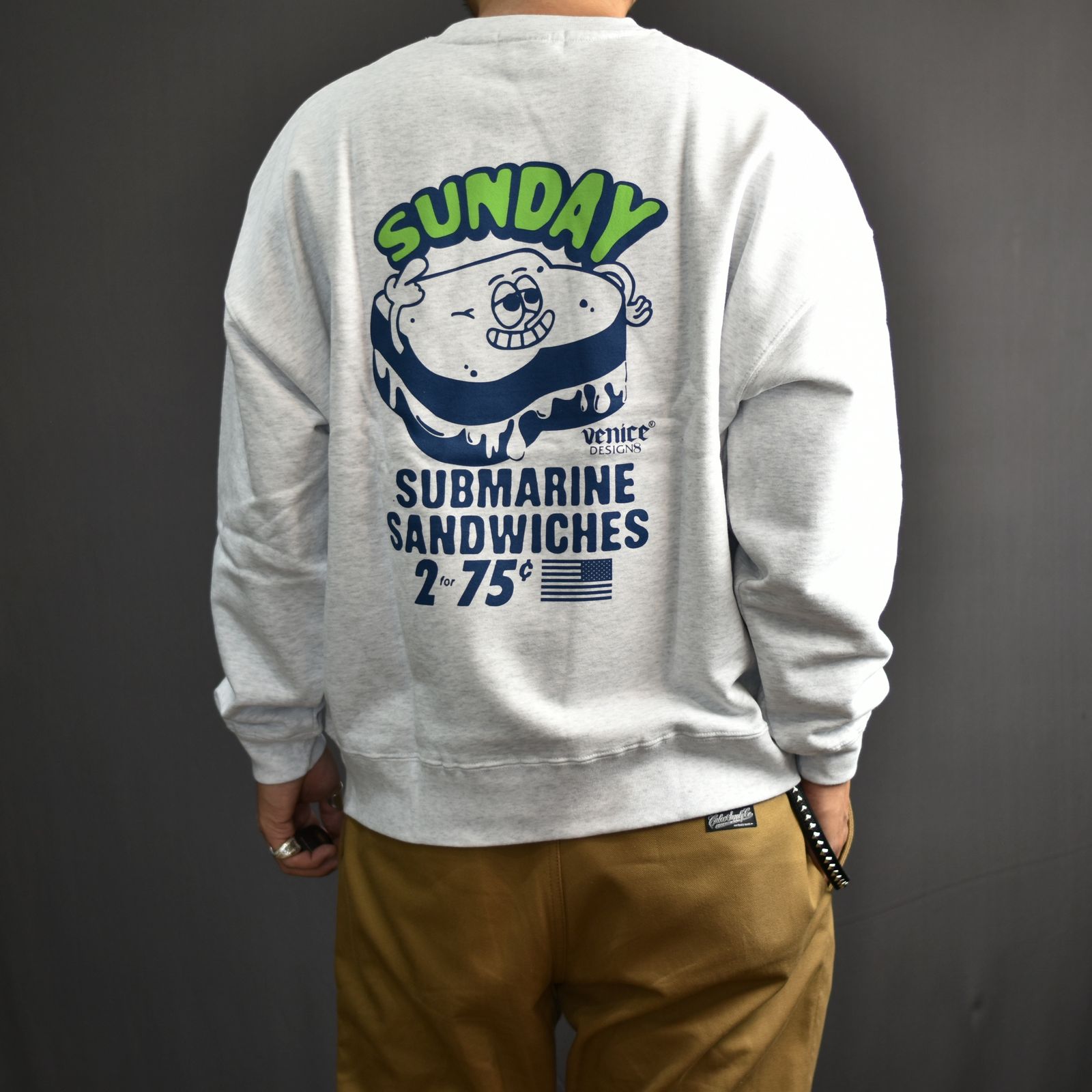 ×VENICE8 COFFEE HOUSE SUBMARINE SAND DROP CREW NECK SWEAT (GRY) / ドロップショルダー クルーネック スウェット