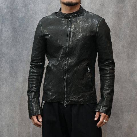 イタリーショルダー製品染め シングルライダース （BLACK）｜1254-02