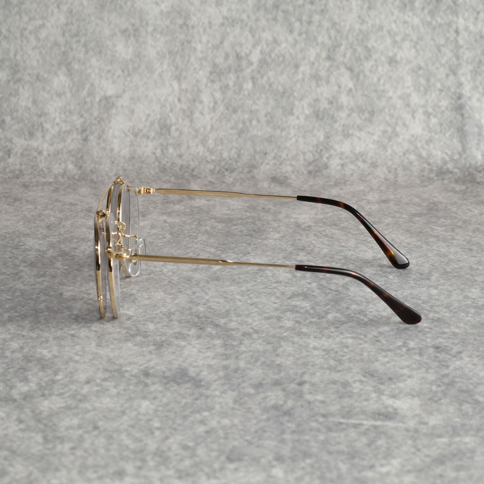 FLIP UP TYPE CIRCLE METAL GLASSES (GOLD/GRAY) / フリップアップタイプ サークルメタル サングラス
