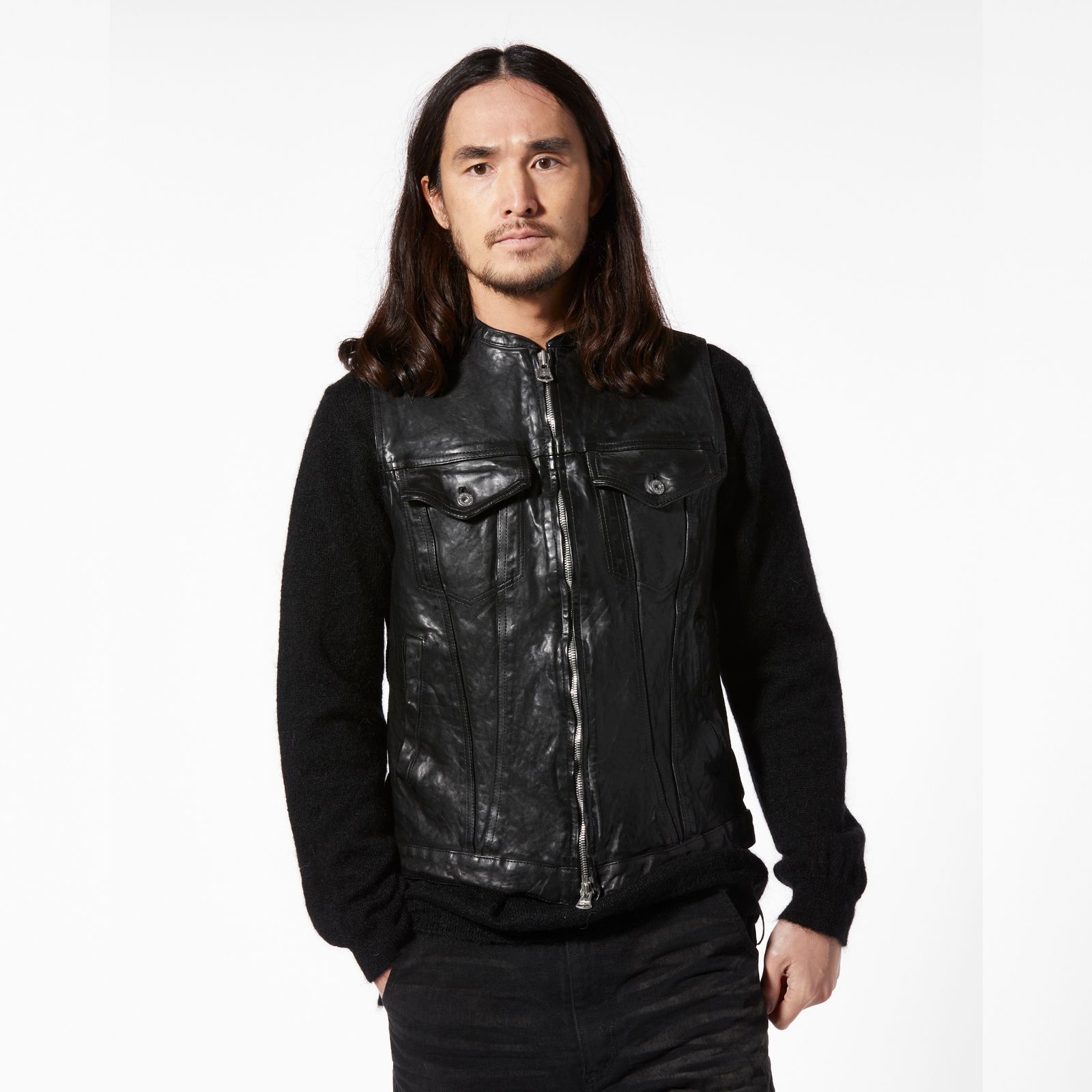 フレンチショルダー 製品染め クラブベスト （BLACK）｜1842-13