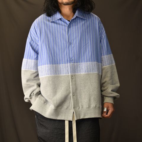 ニードルパンチ 切り替えシャツ / LB23SS-SH01-NDP (BLUE STRIPE×GRAY)
