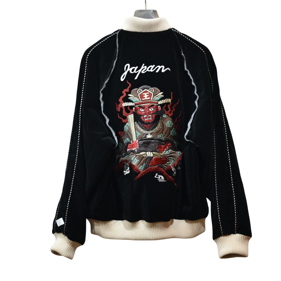 VELVETEEN YAMA KING EMBROIDERED SOUVENIR JKT (BLACK)｜閻魔大王 スーベニアジャケット・スカジャン 別珍｜PD25AJ07