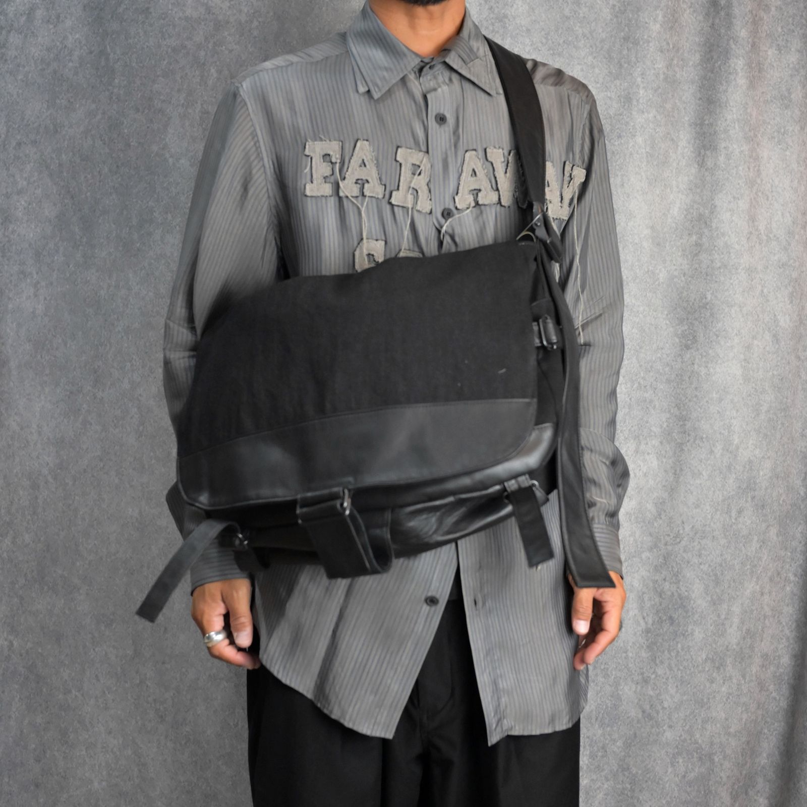 yohji yamamoto - KATSURAGI DENIM BIO FLAP SHOULDER BAG