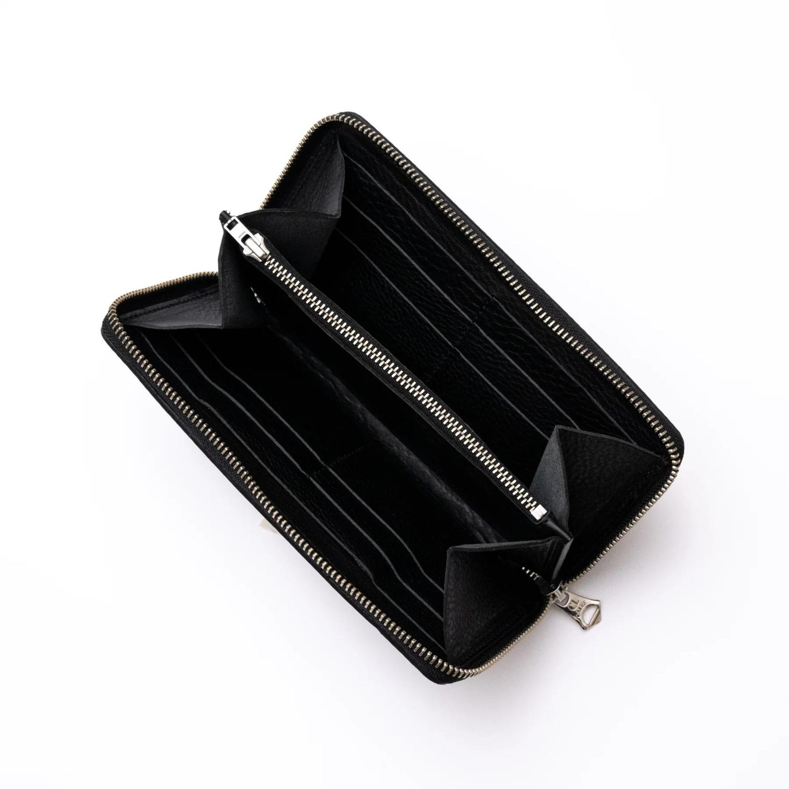 PLANE LEATHER ROUND TYPE ZIP LONG WALLET ＜STUDS CHARM＞ (BLACK) / ラウンドジップ 長財布 <スタッズチャーム>
