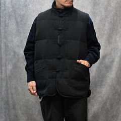 STRIPE CHINESE DOWN VEST （BLACK）｜チャイナ ダウンベスト （ブラック） PC-031-3607-10