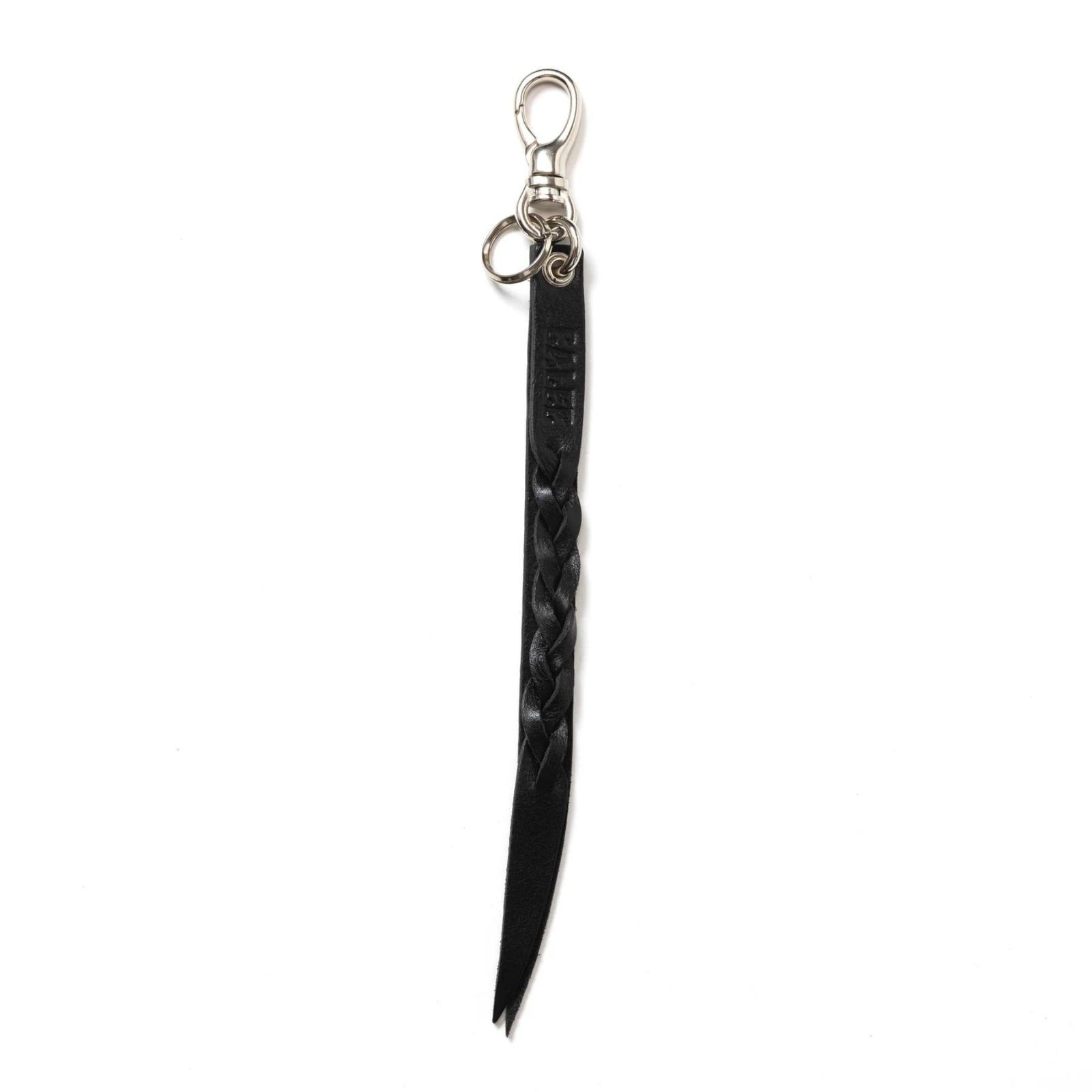 STUDS & KNITTING LEATHER SHORT KEY RING (BLACK) / スタッズ ＆ 編み込み ショート キーリング