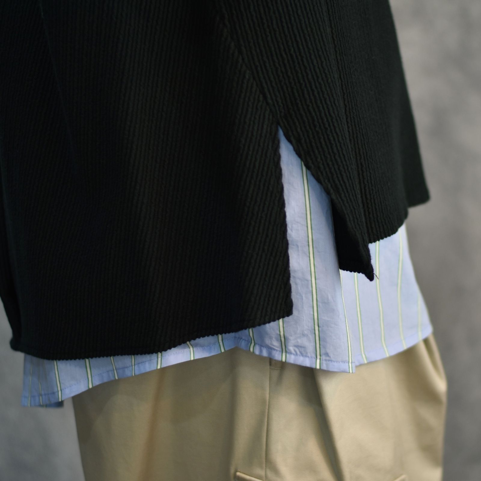 ボートネックニットソー / LB24AW-PO06-FSJ (BLACK×SAX STRIPE)
